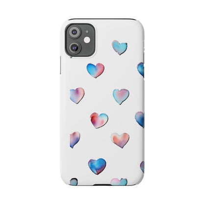 Slim Phone Cases - Hearts (White)