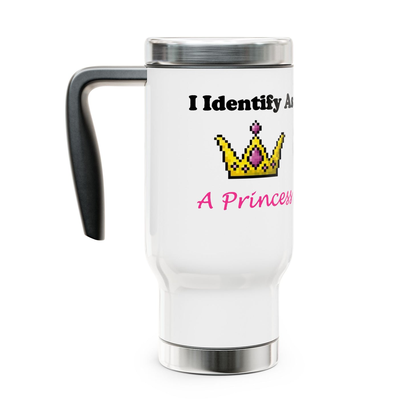 ID Princess - Stainless Steel Travel Mug with Handle, 14oz