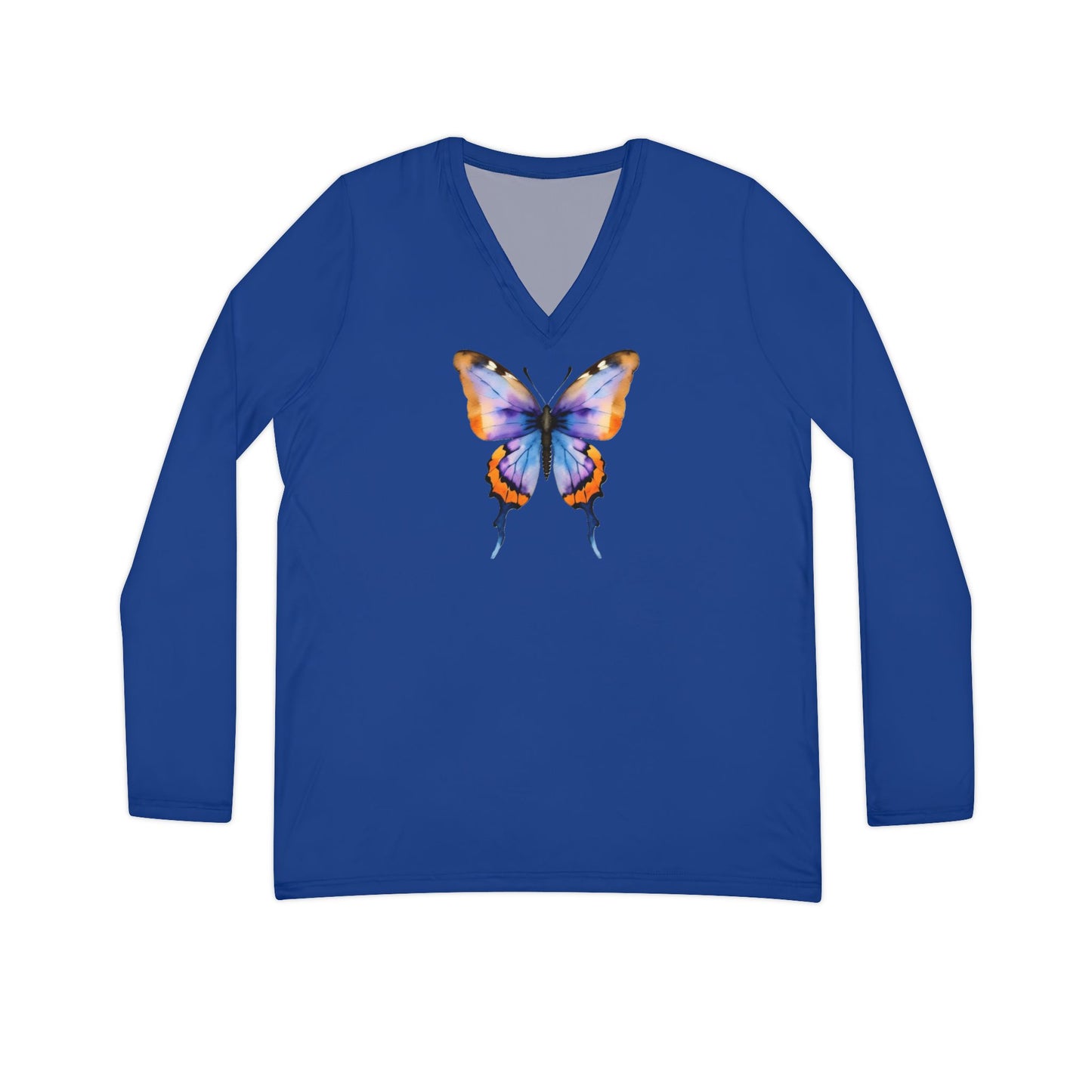 Butterfly Long Sleeve V-neck Shirt