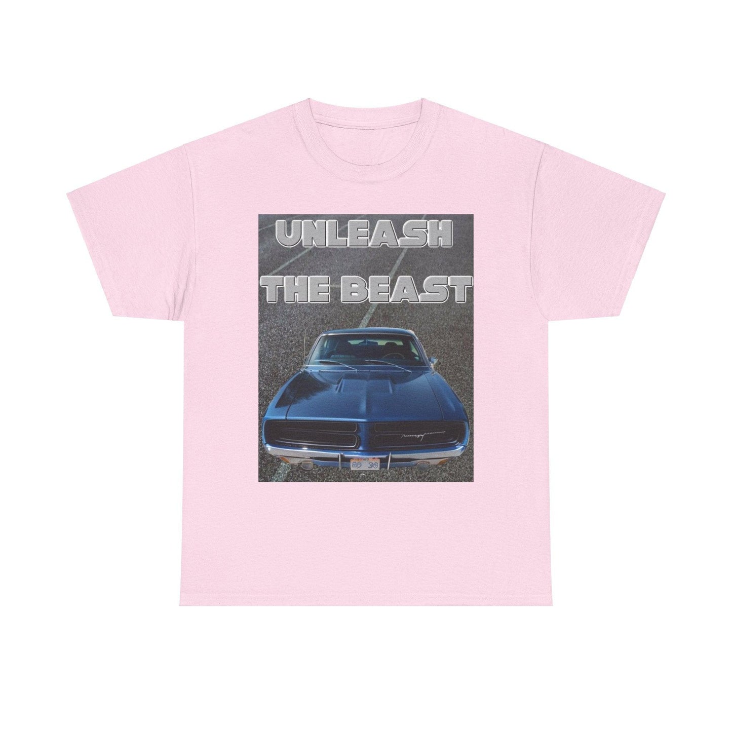 Unleash The Beast Classic Cars Blue Hood - Unisex Heavy Cotton T-Shirt