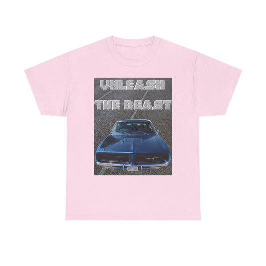 Unleash The Beast Classic Cars Blue Hood - Unisex Heavy Cotton T-Shirt