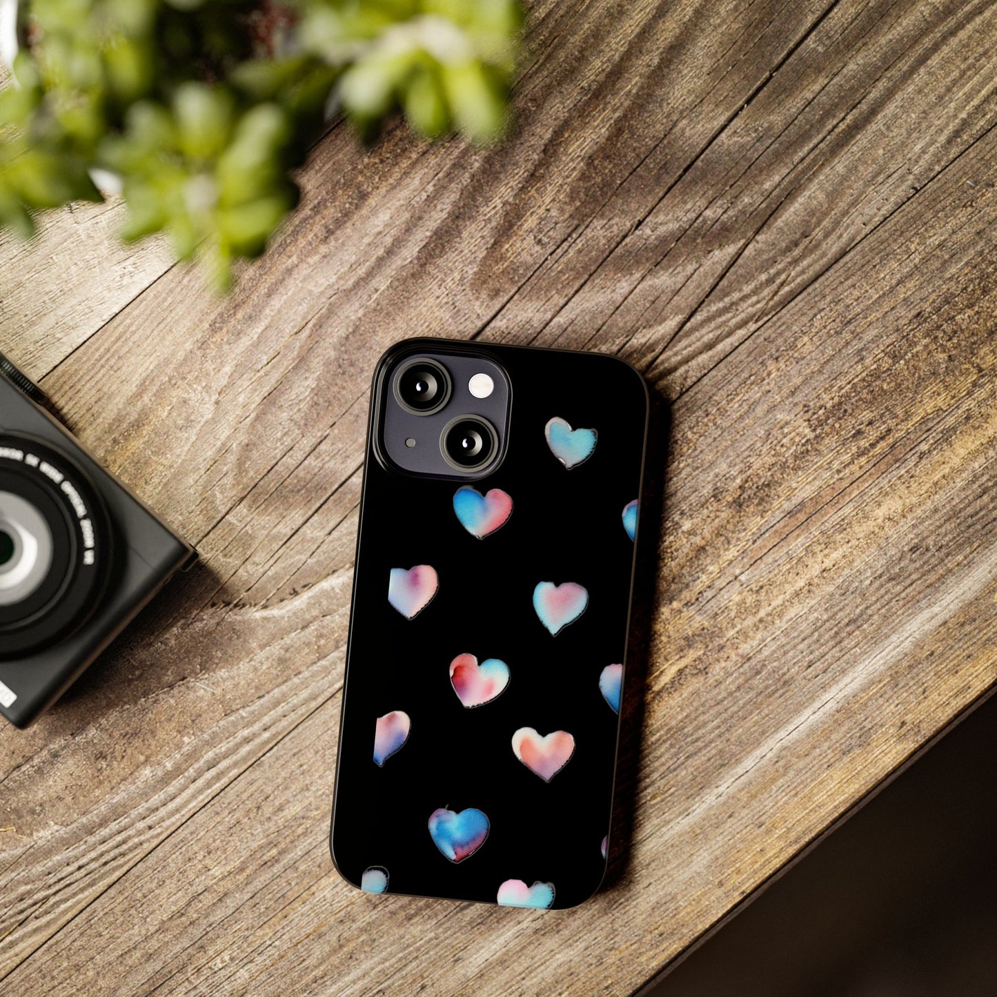 Slim Phone Cases - Hearts (Black)