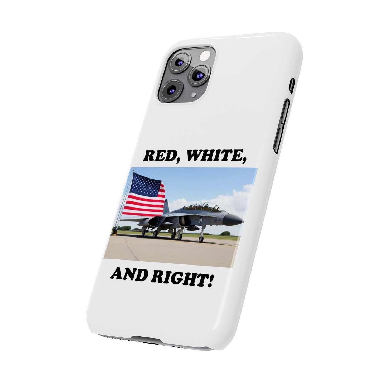 Red, White - (White)Slim Phone Cases