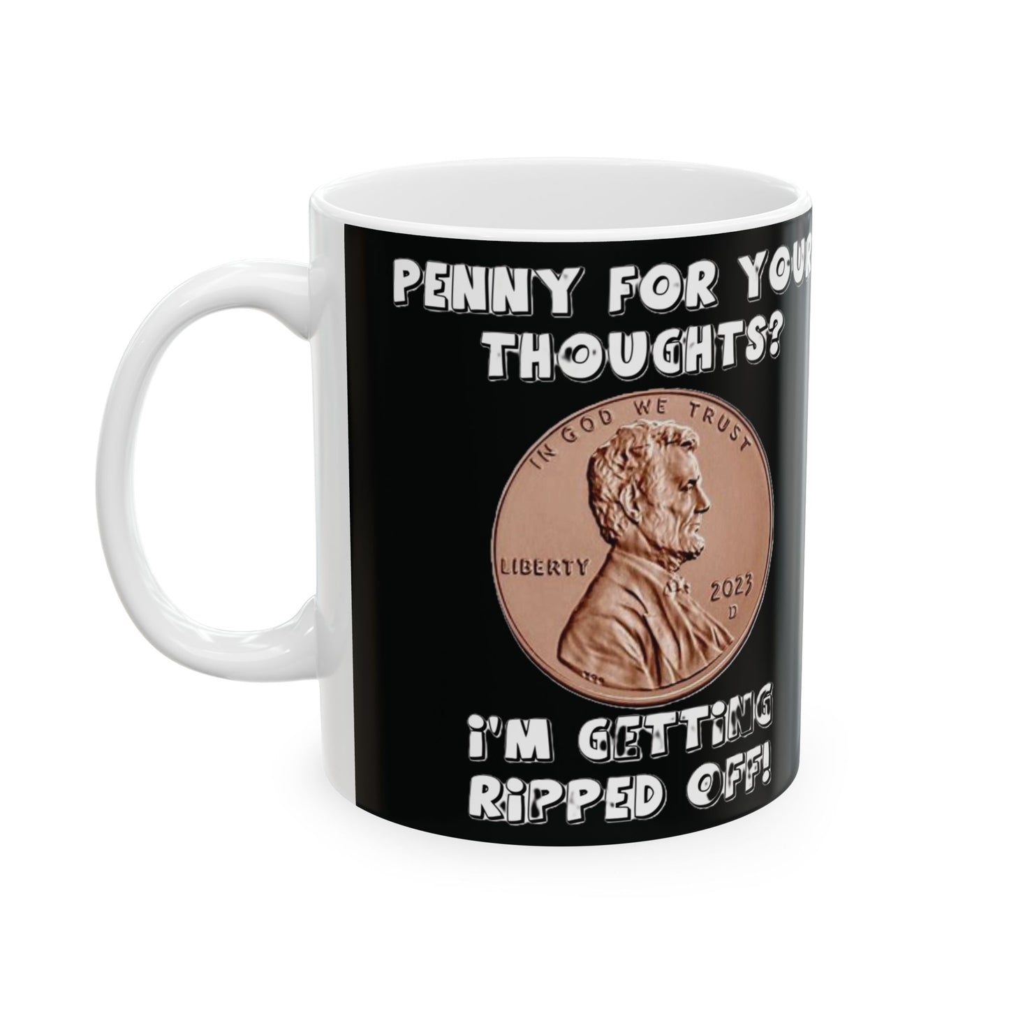 Penny...Thoughts (Black) - Ceramic Mug, (11oz, 15oz)