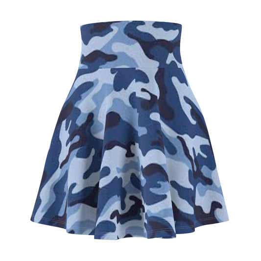 Blue Camo Pattern Skater Skirt