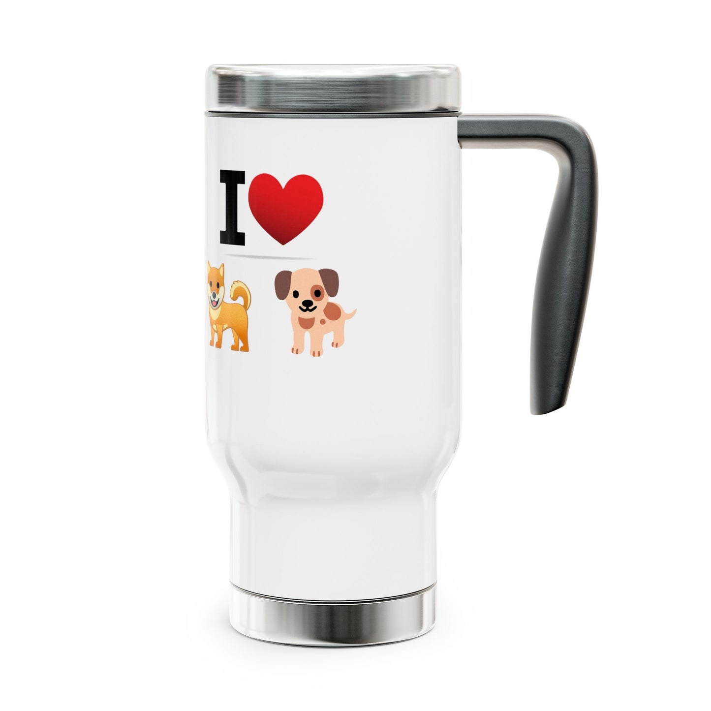 I Heart Dogs - Stainless Steel Travel Mug with Handle, 14oz