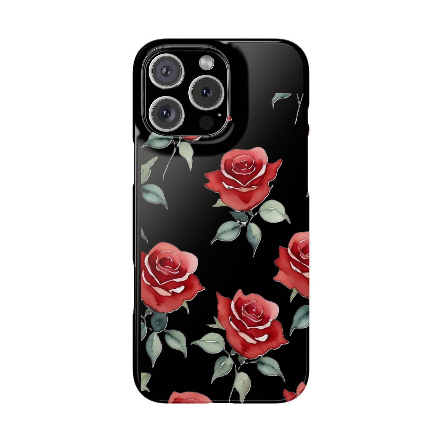 Slim Phone Cases - Roses (Black)