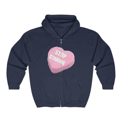 Candy Heart "Stop Staring" - Full Zip Hooded Sweatshirt