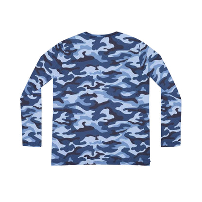 Blue Camo Long Sleeve V-neck Shirt