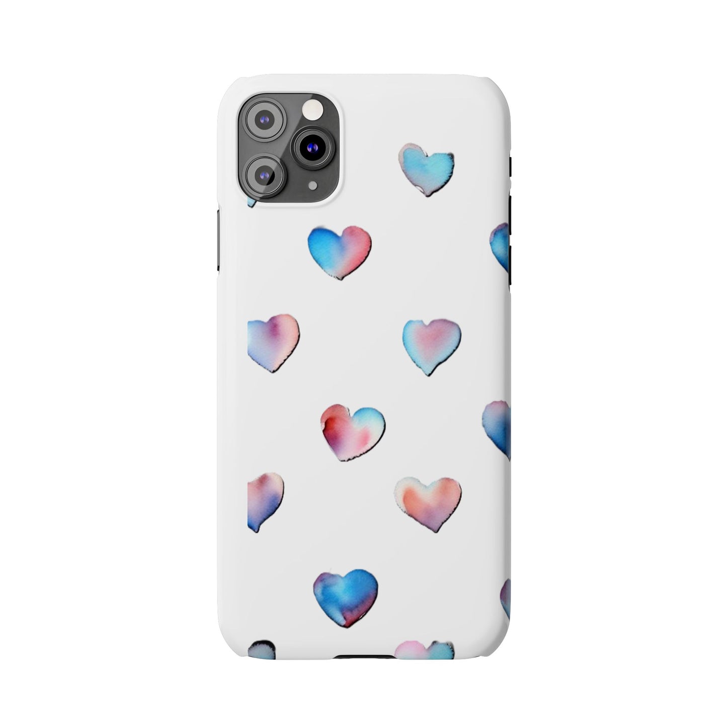 Slim Phone Cases - Hearts (White)