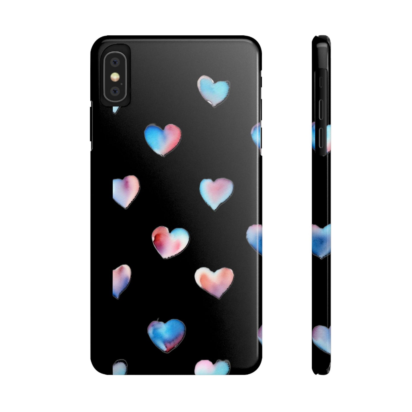 Slim Phone Cases - Hearts (Black)