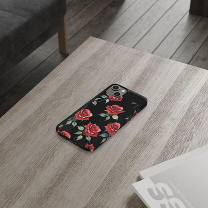 Slim Phone Cases - Roses (Black)