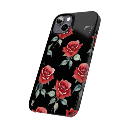 Slim Phone Cases - Roses (Black)