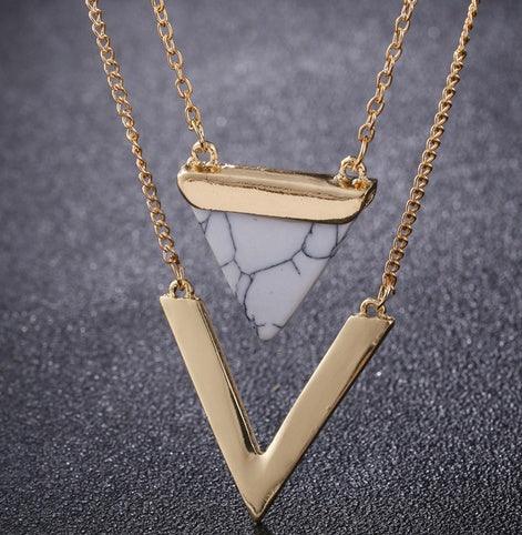 Marble Stone Triangle Necklaces - Better Mode