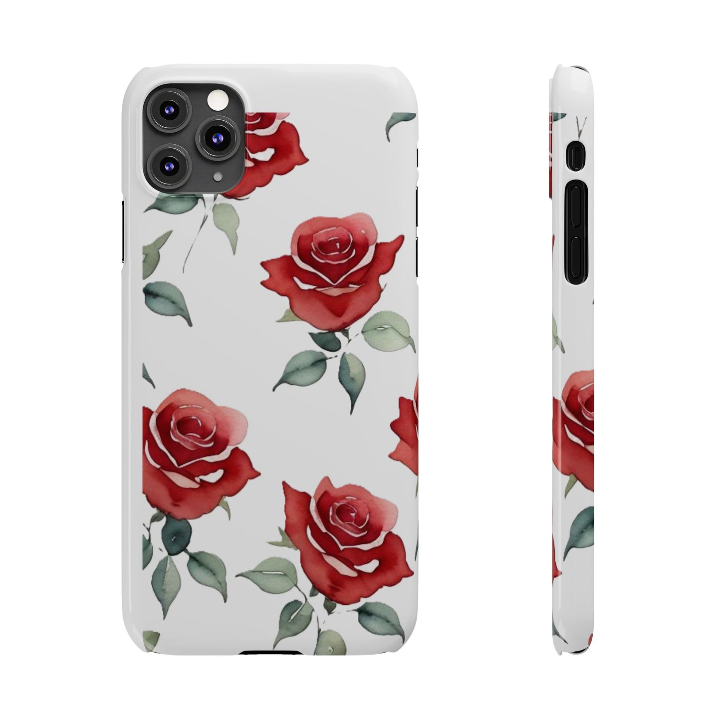 Slim Phone Cases - Roses (White)