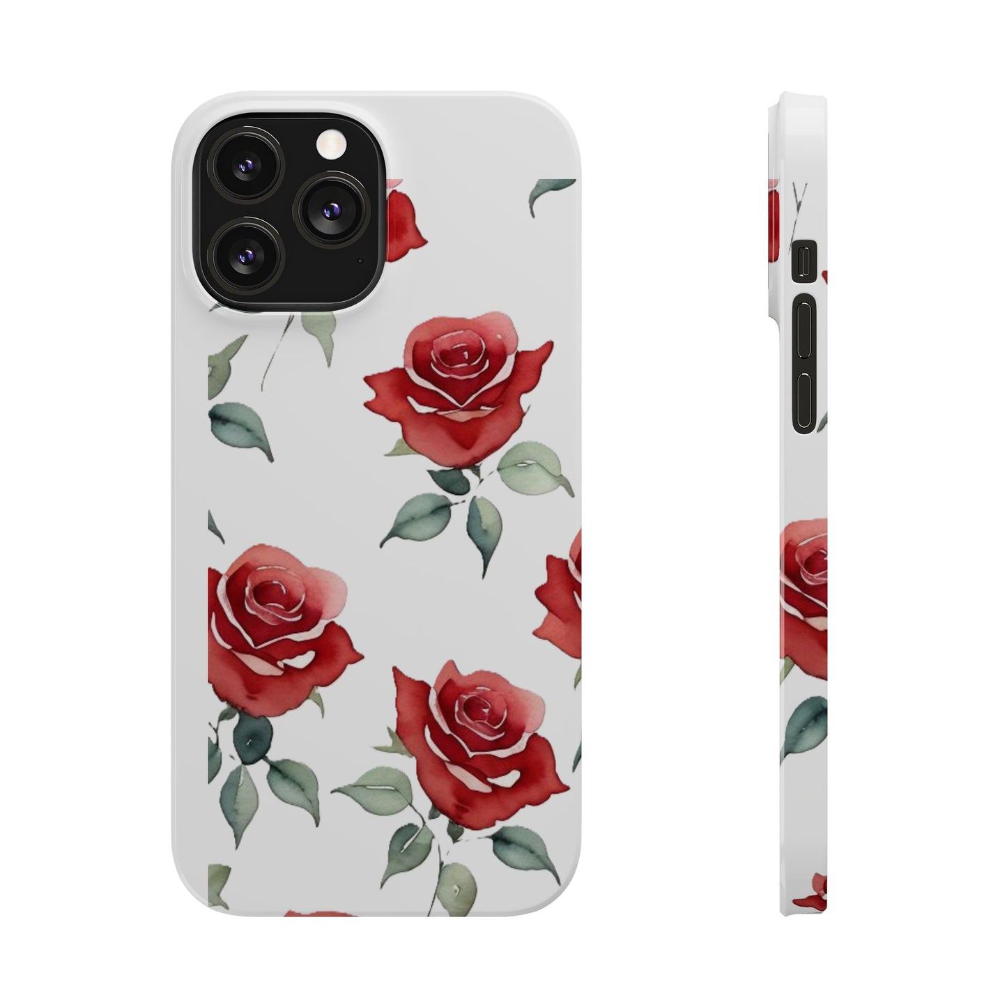 Slim Phone Cases - Roses (White)