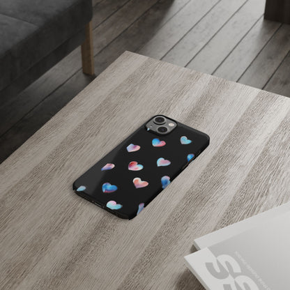 Slim Phone Cases - Hearts (Black)