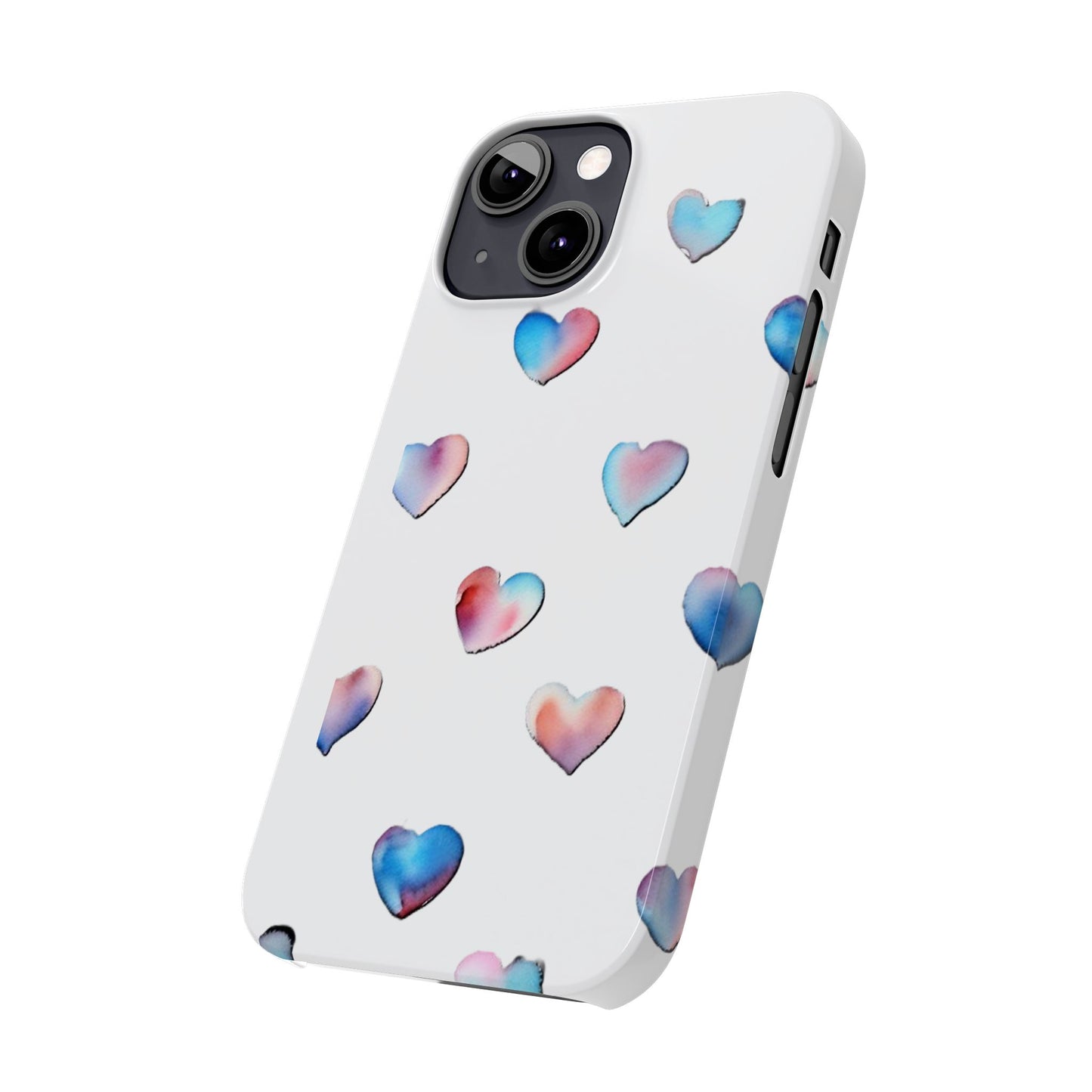 Slim Phone Cases - Hearts (White)