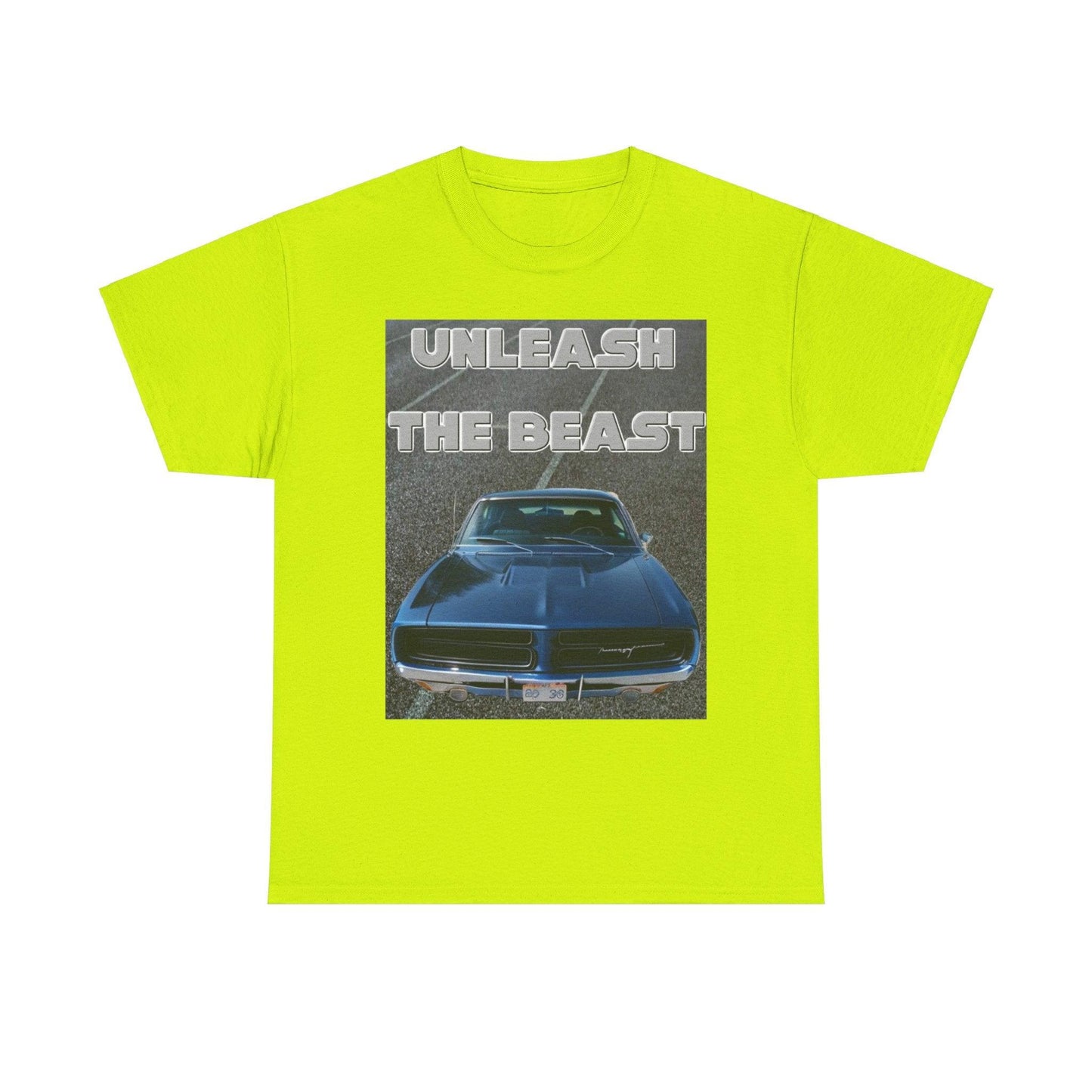 Unleash The Beast Classic Cars Blue Hood - Unisex Heavy Cotton T-Shirt