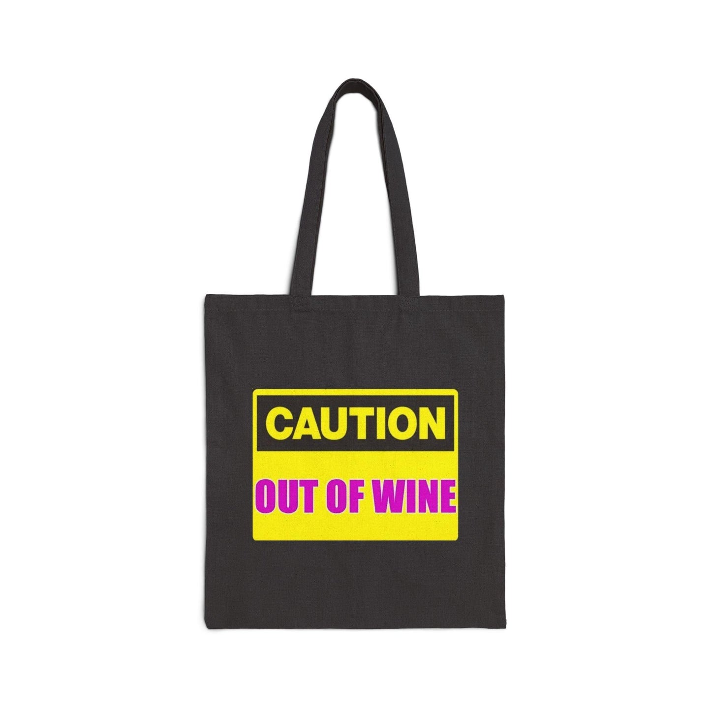 Caution Wine (Black) - Cotton Canvas Tote Bag - Better Mode