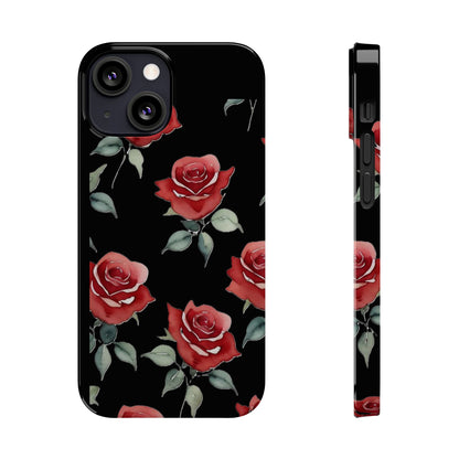 Slim Phone Cases - Roses (Black)