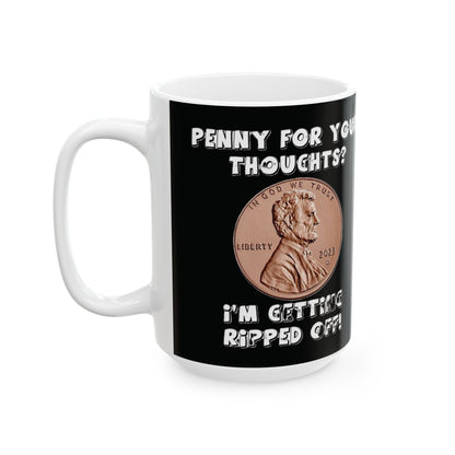 Penny...Thoughts (Black) - Ceramic Mug, (11oz, 15oz)