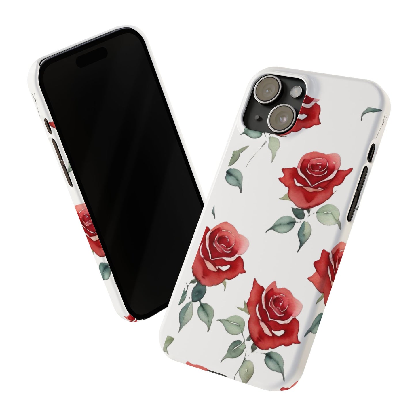 Slim Phone Cases - Roses (White)