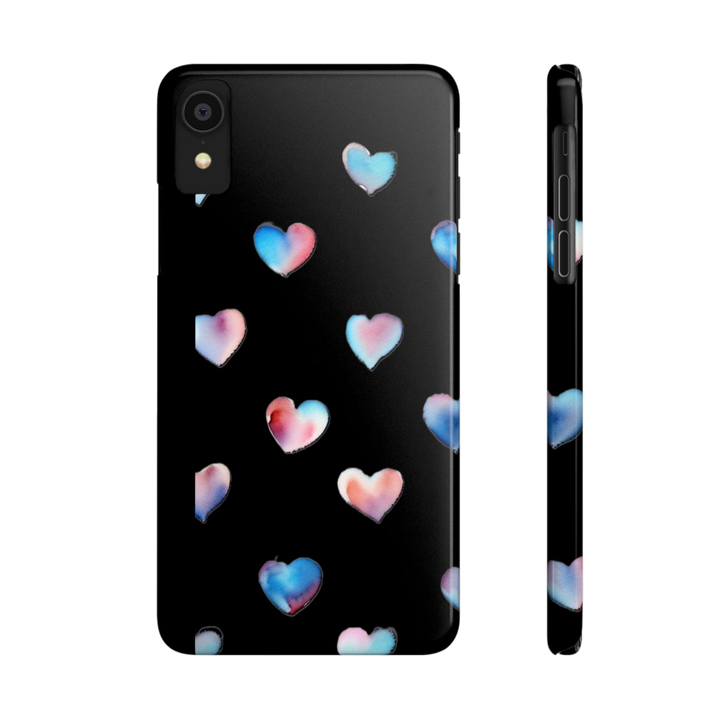 Slim Phone Cases - Hearts (Black)