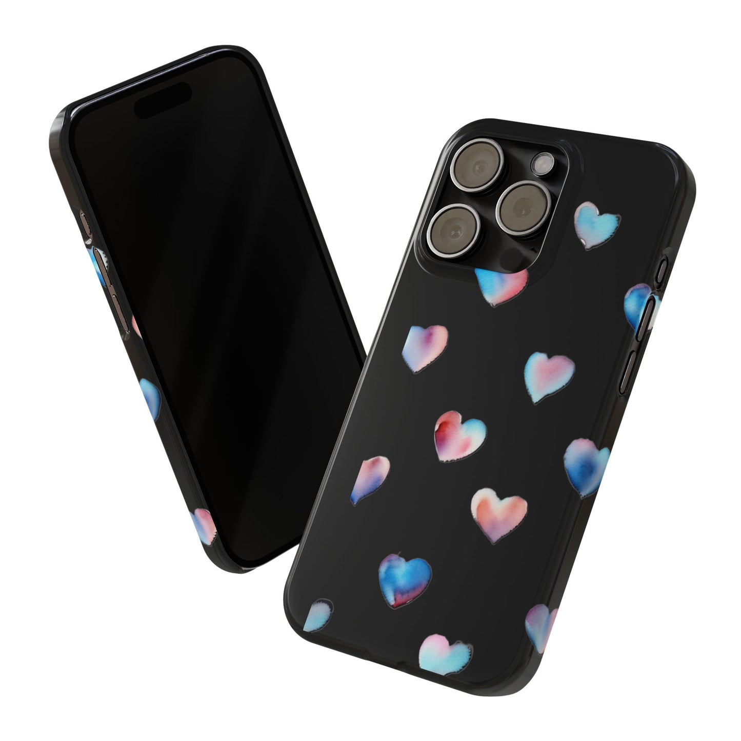 Slim Phone Cases - Hearts (Black)