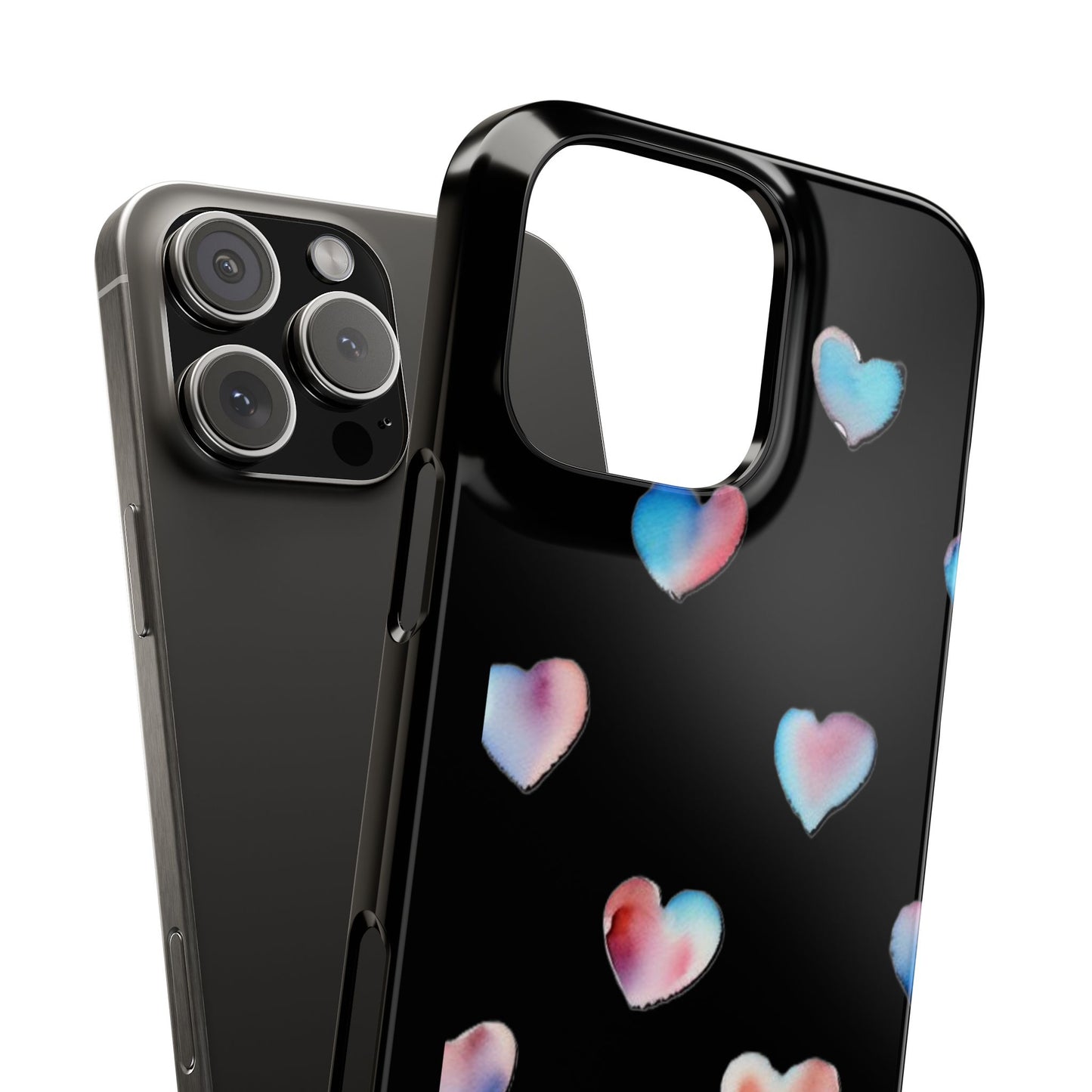 Slim Phone Cases - Hearts (Black)