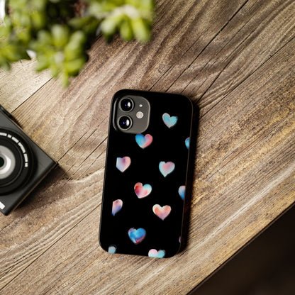 Slim Phone Cases - Hearts (Black)