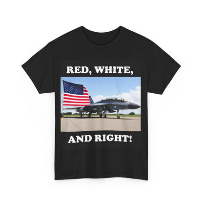 Red, White, Right (Black) - Unisex Heavy Cotton Tee