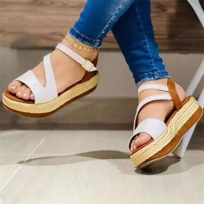 Women's Hollow Buckle Platform Sandals