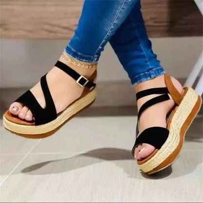 Women's Hollow Buckle Platform Sandals