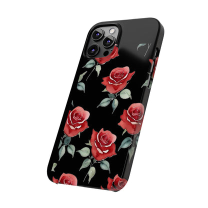 Slim Phone Cases - Roses (Black)