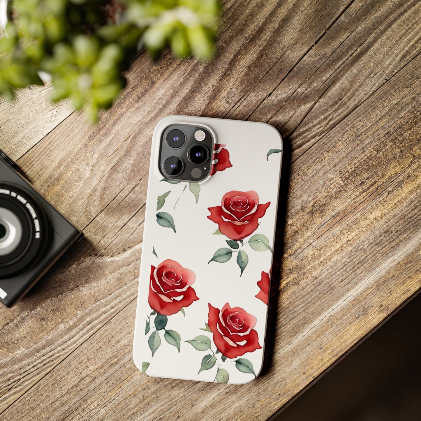 Slim Phone Cases - Roses (White)