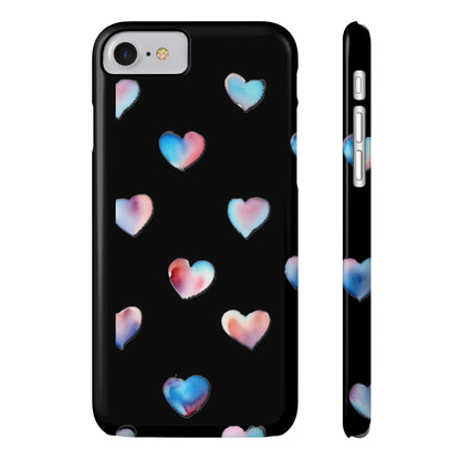 Slim Phone Cases - Hearts (Black)