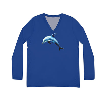 Women's Dolphin Long Sleeve V-neck Shirt