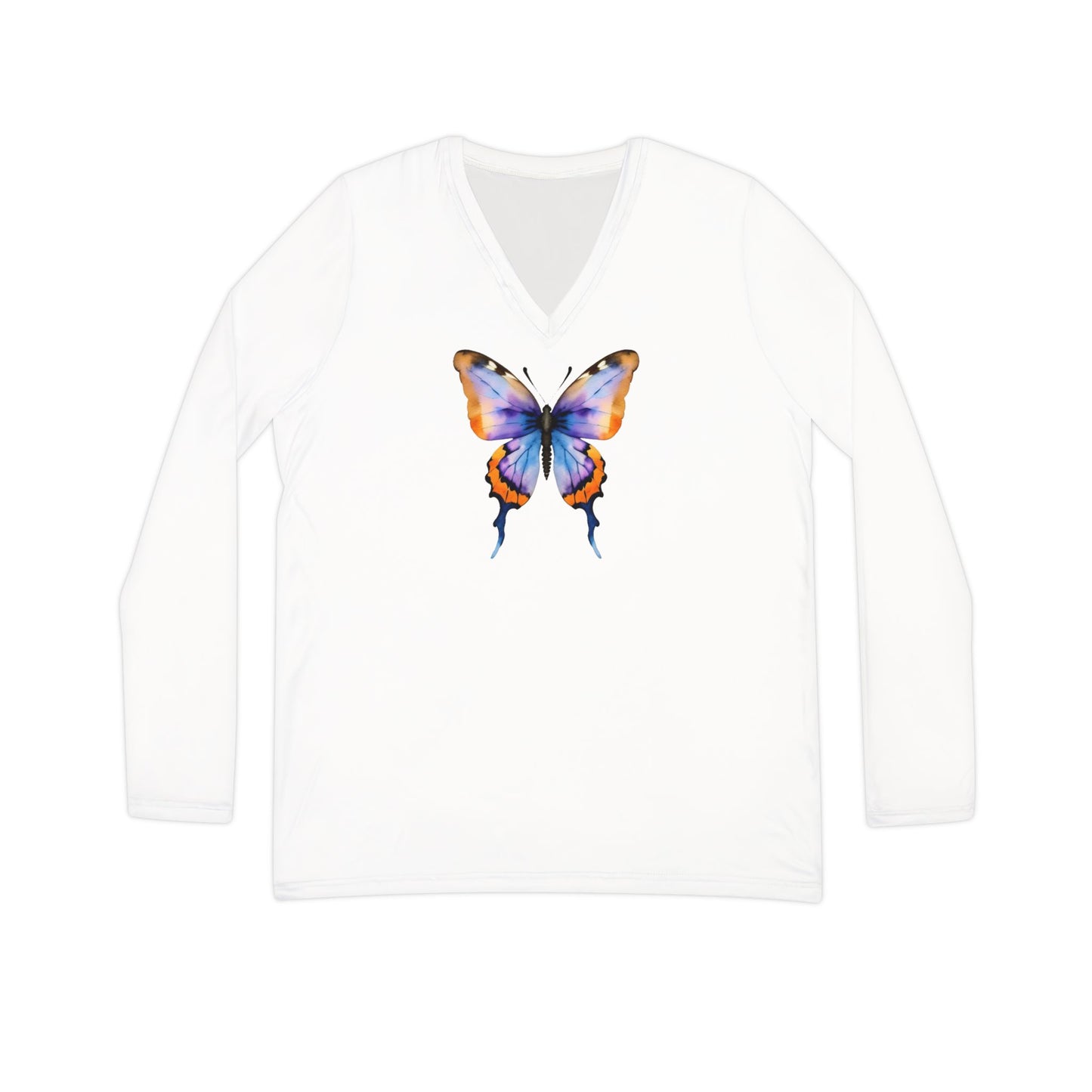 Butterfly Long Sleeve V-neck Shirt