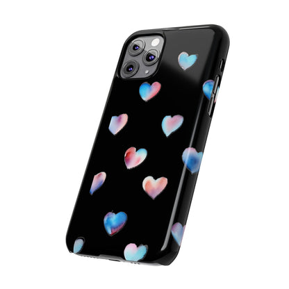 Slim Phone Cases - Hearts (Black)