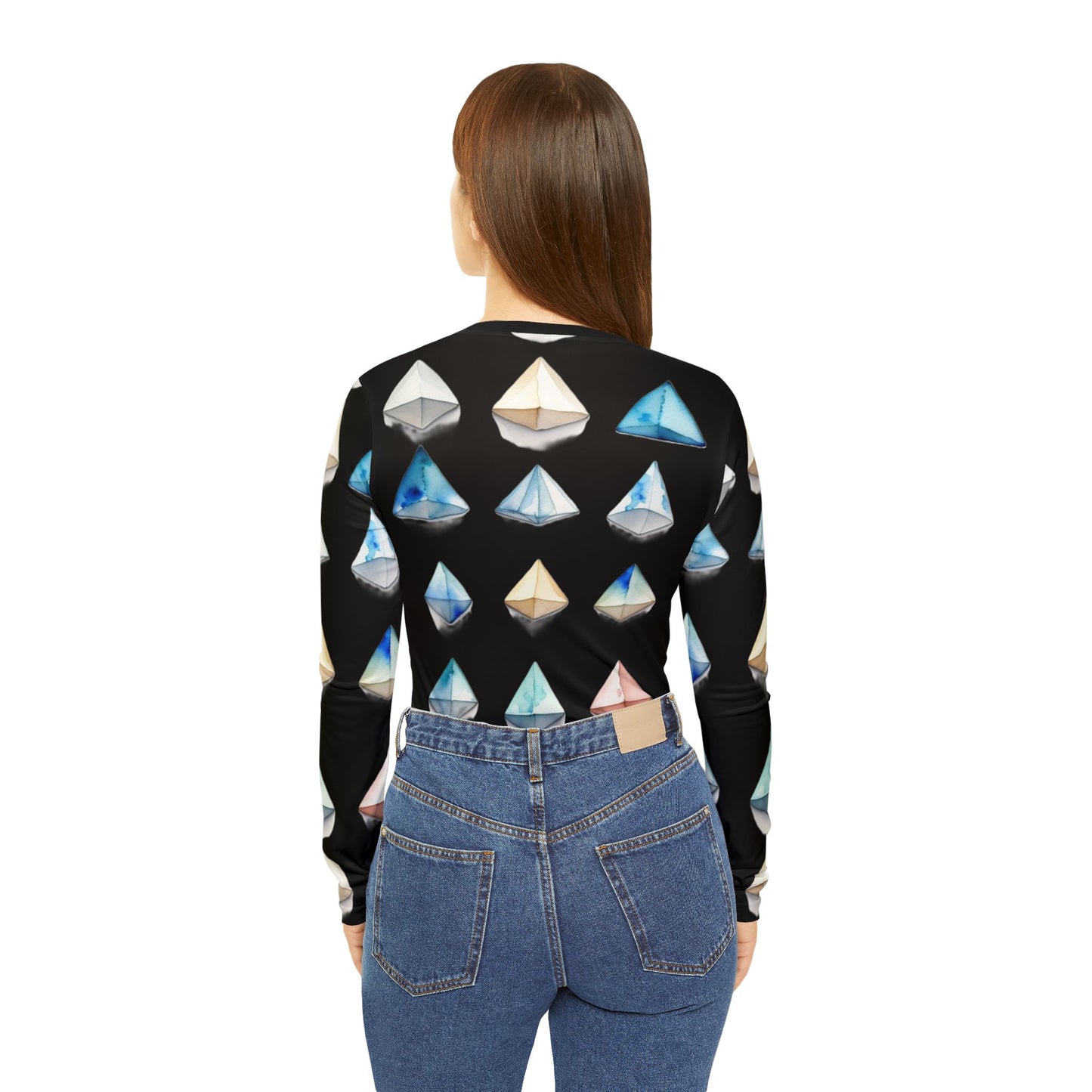 Triangle Pattern Women's Long Sleeve V-neck Shirt