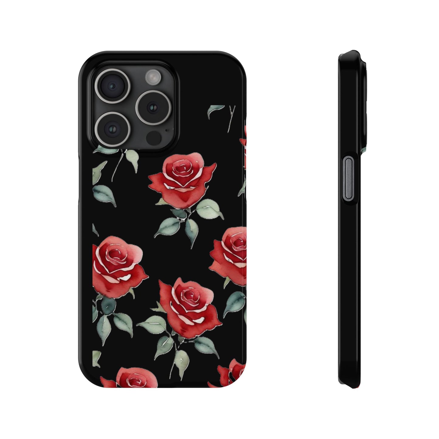 Slim Phone Cases - Roses (Black)