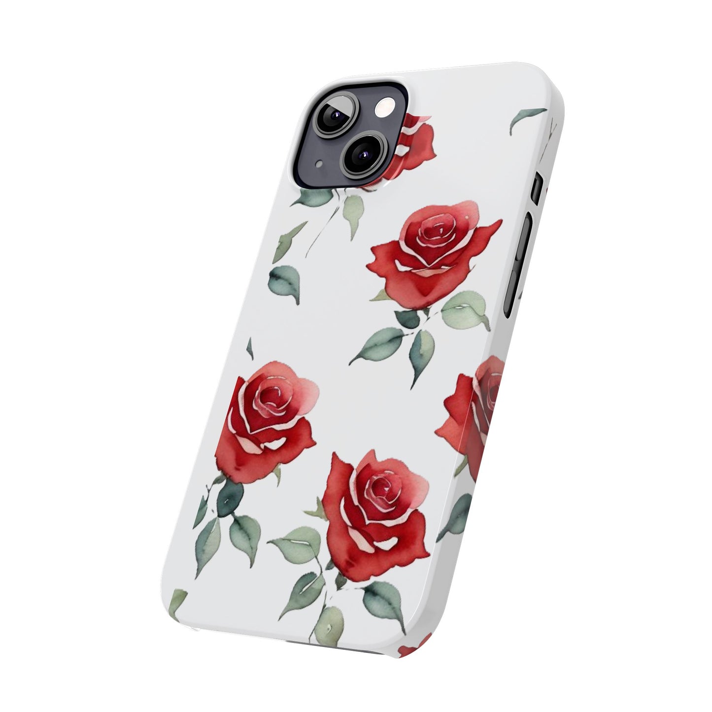 Slim Phone Cases - Roses (White)