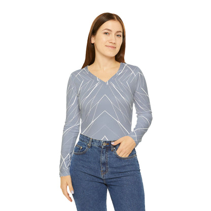 Slate Pattern Long Sleeve V-neck Shirt