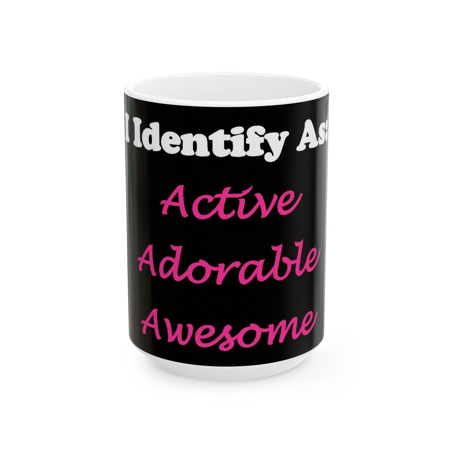 ID Active Adorable Awesome (Black) - Ceramic Mug, (11oz, 15oz)