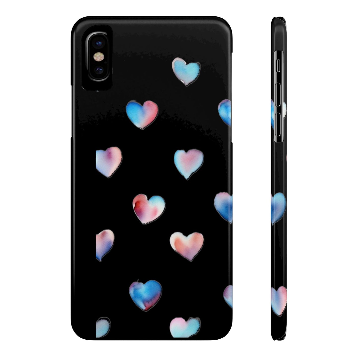 Slim Phone Cases - Hearts (Black)