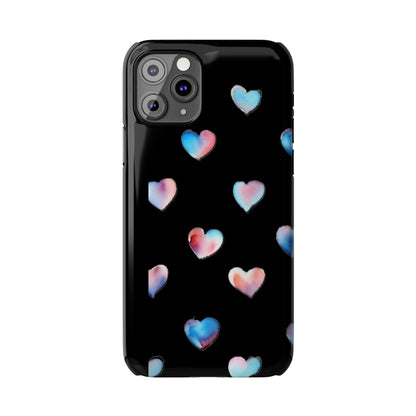 Slim Phone Cases - Hearts (Black)