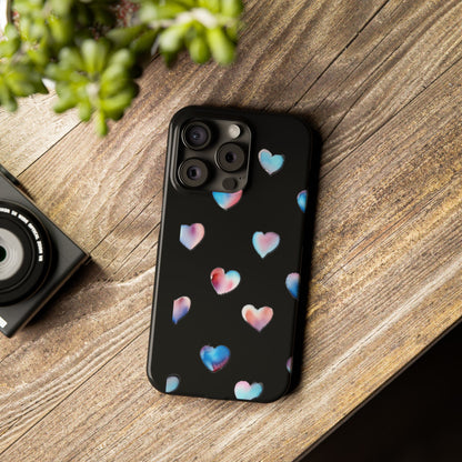 Slim Phone Cases - Hearts (Black)