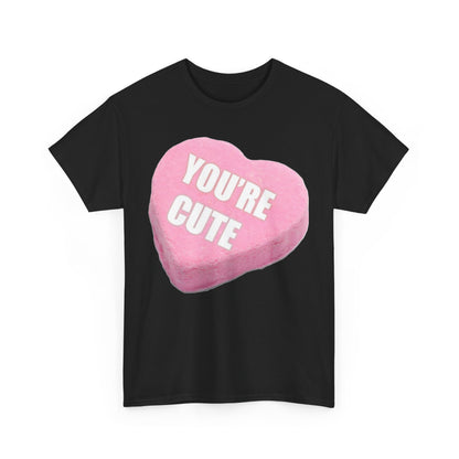 Candy Heart - "You're Cute" - Unisex Heavy Cotton T-Shirt - Better Mode