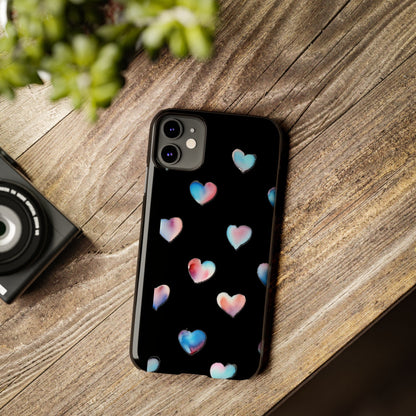 Slim Phone Cases - Hearts (Black)